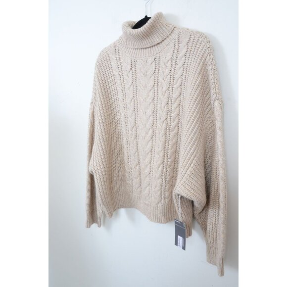 Worthington PLUS XXL Cable Knit Turtleneck Oversized Pullover Sweater Preppy NWT - Picture 3 of 9
